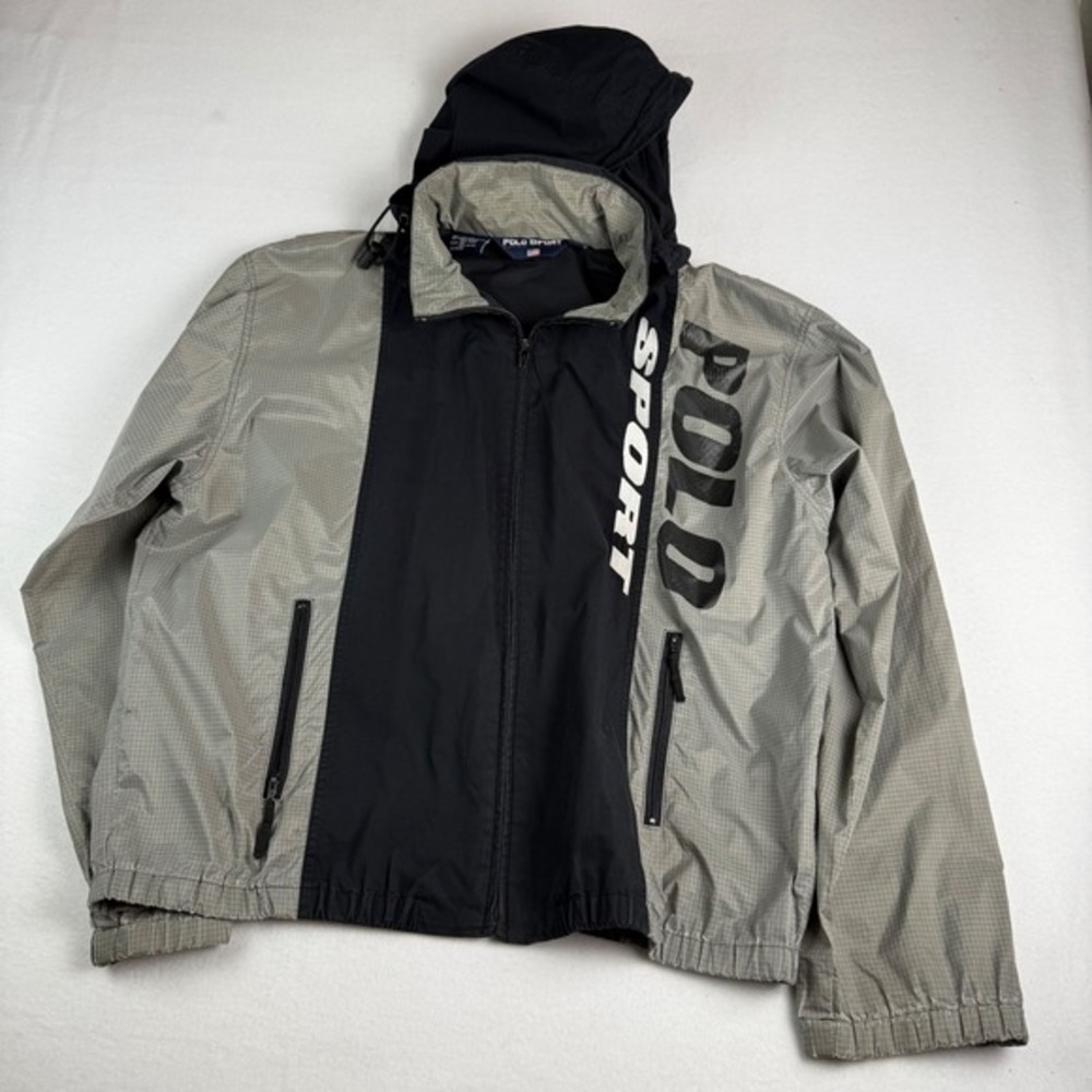 Polo Sport Ralph Lauren Vintage Spellout Jacket Windbreaker Hooded Mens L